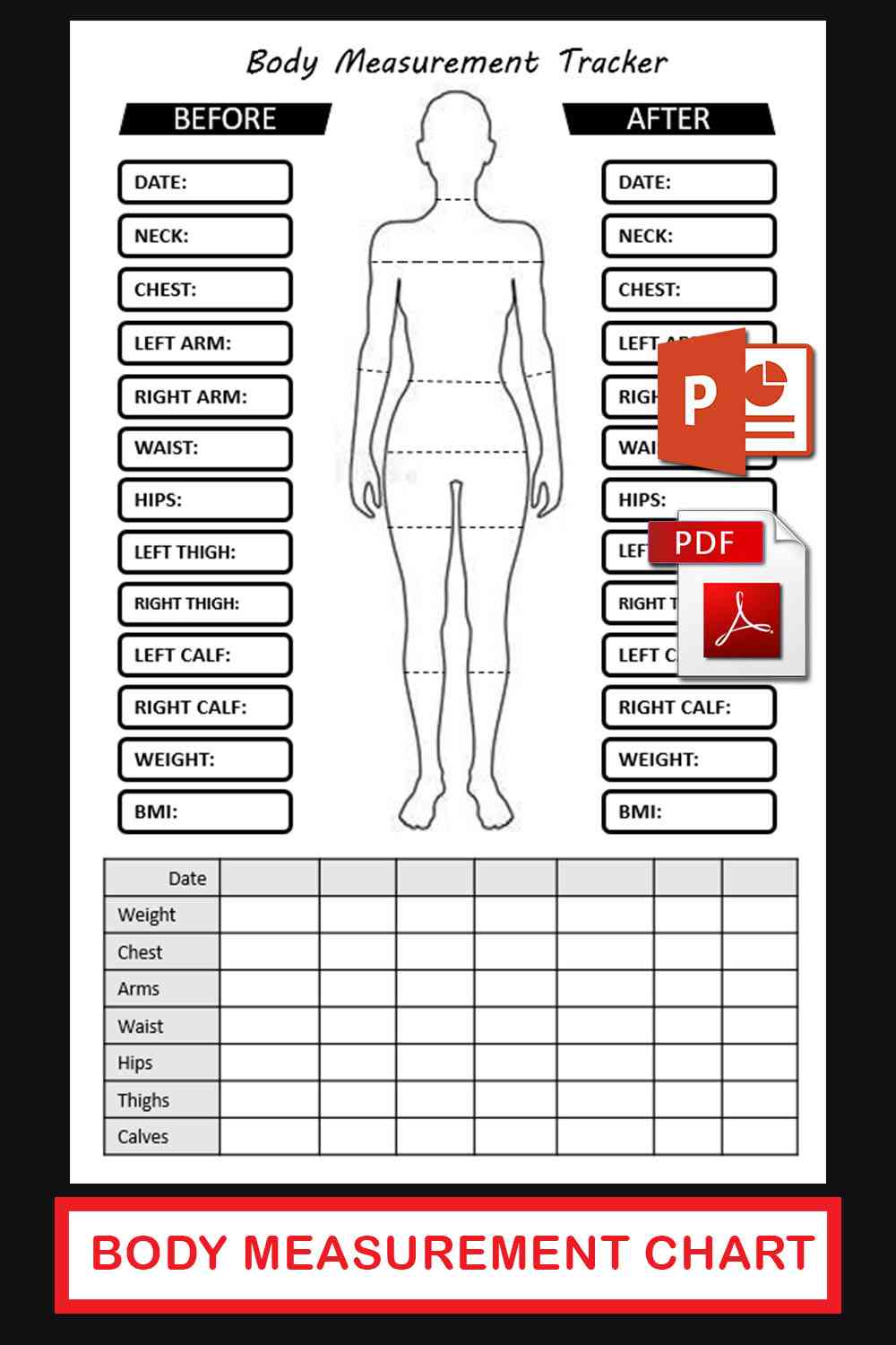 Free Fitness Body Measurement Chart Template FREE Printables